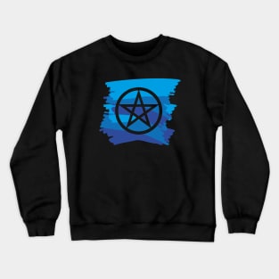 Pagan Pentagram Blue Paint Witch Magick Crewneck Sweatshirt